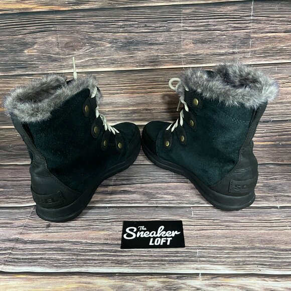 Sorel Explorer Joan Black Suede Lined Women's Winter Boots - Picture 5 of 8